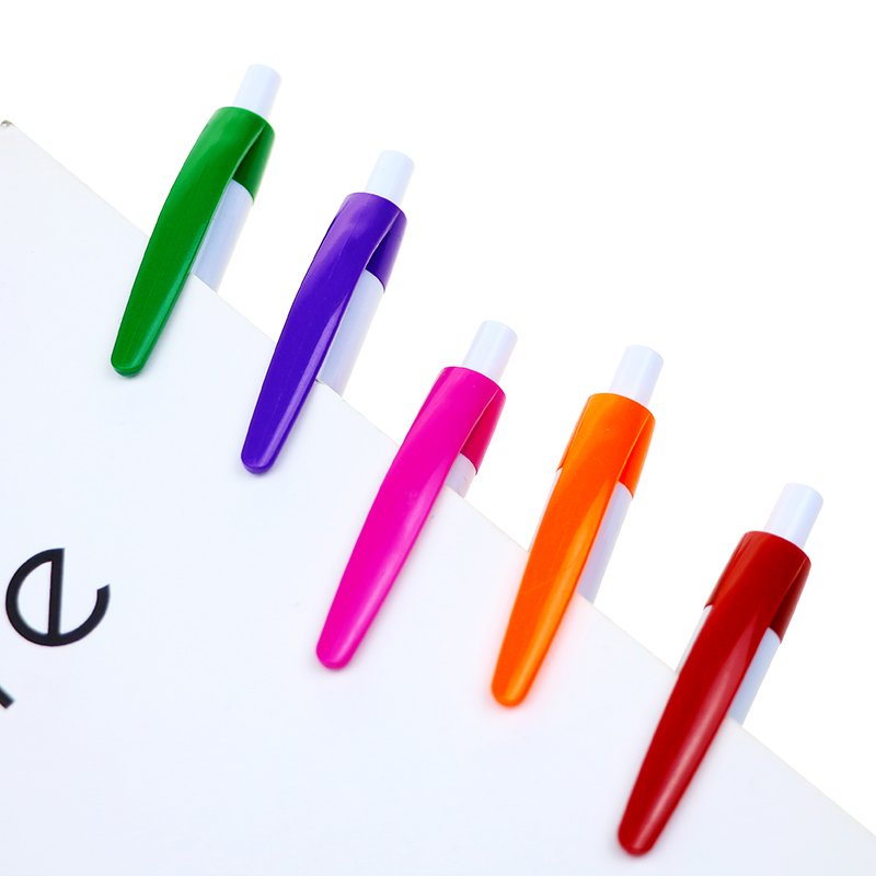 BECOL Wholesale Simple Design Advertising Ball Point Pen Multi Color Click Pen Custom Logo Plastic Ball Pen for Office School