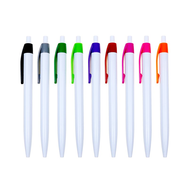 BECOL Wholesale Simple Design Advertising Ball Point Pen Multi Color Click Pen Custom Logo Plastic Ball Pen for Office School