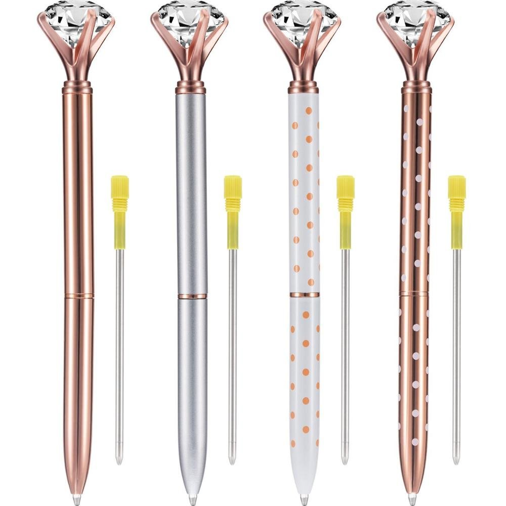 High Quality Big Diamond Crystal Top Metal BallPoint Pen for School and Office