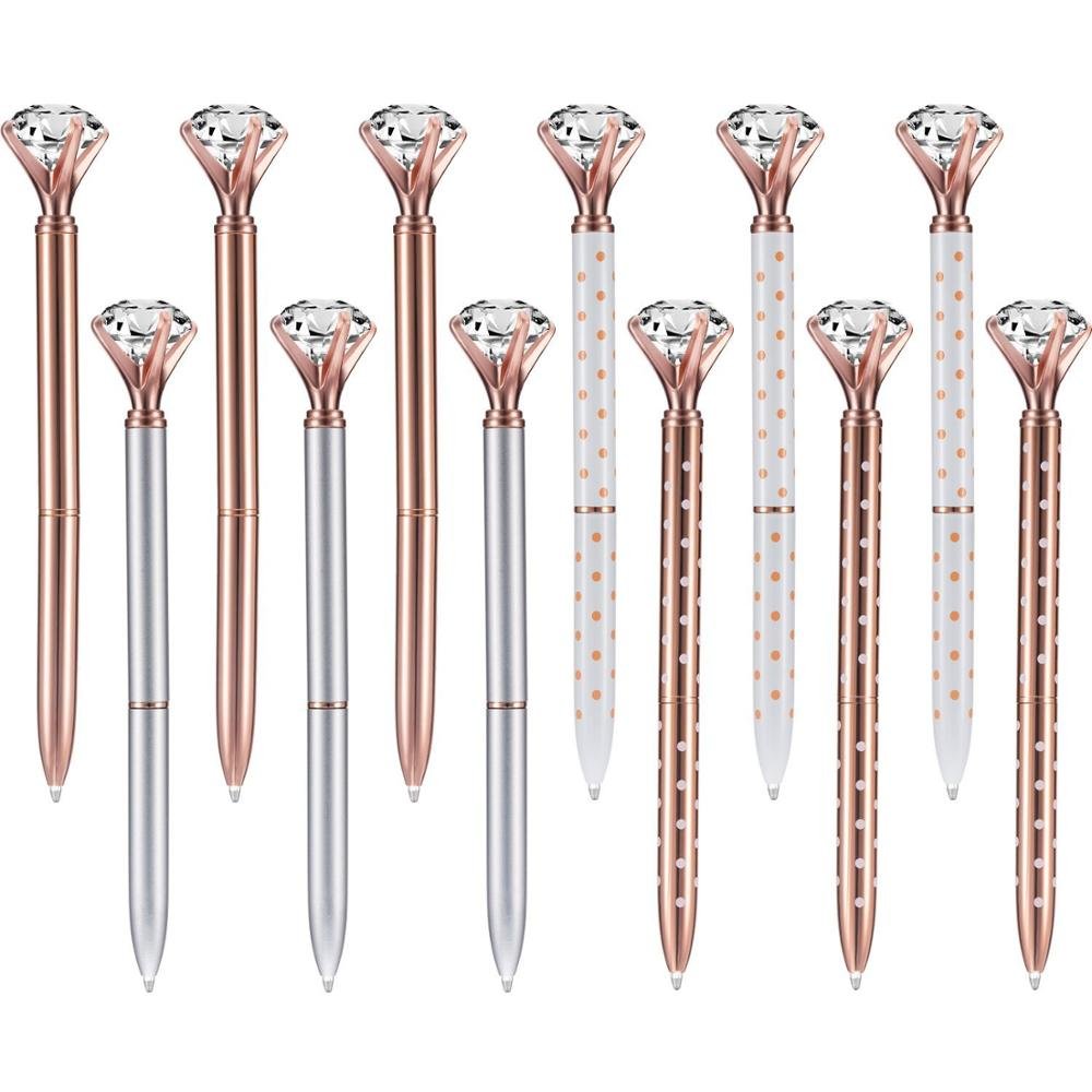 High Quality Big Diamond Crystal Top Metal BallPoint Pen for School and Office