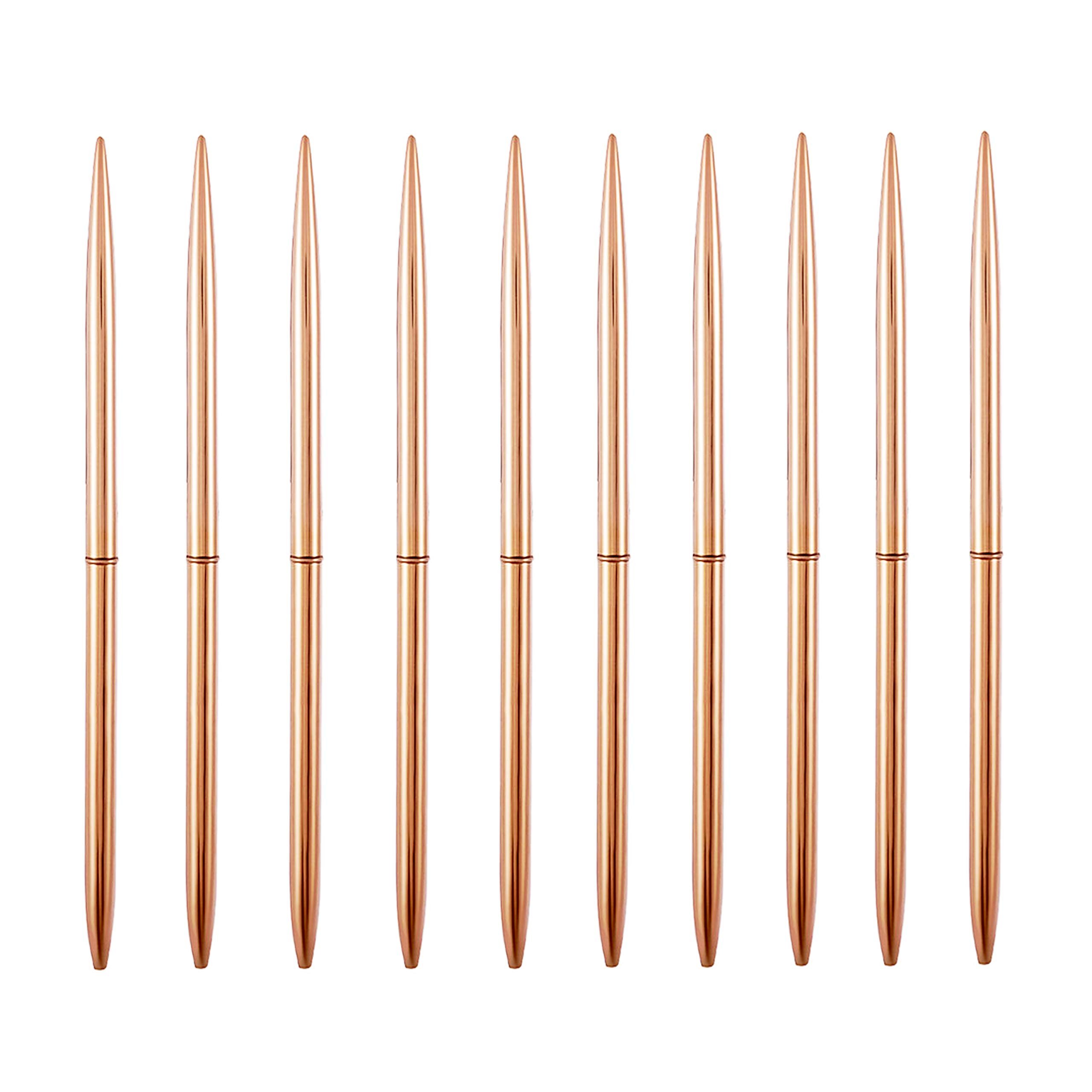 Rose Gold Pens with Black Ink,Luxury Ballpoint Gold Pen Set of 6 in Glossy White Gift Box Office Supplies