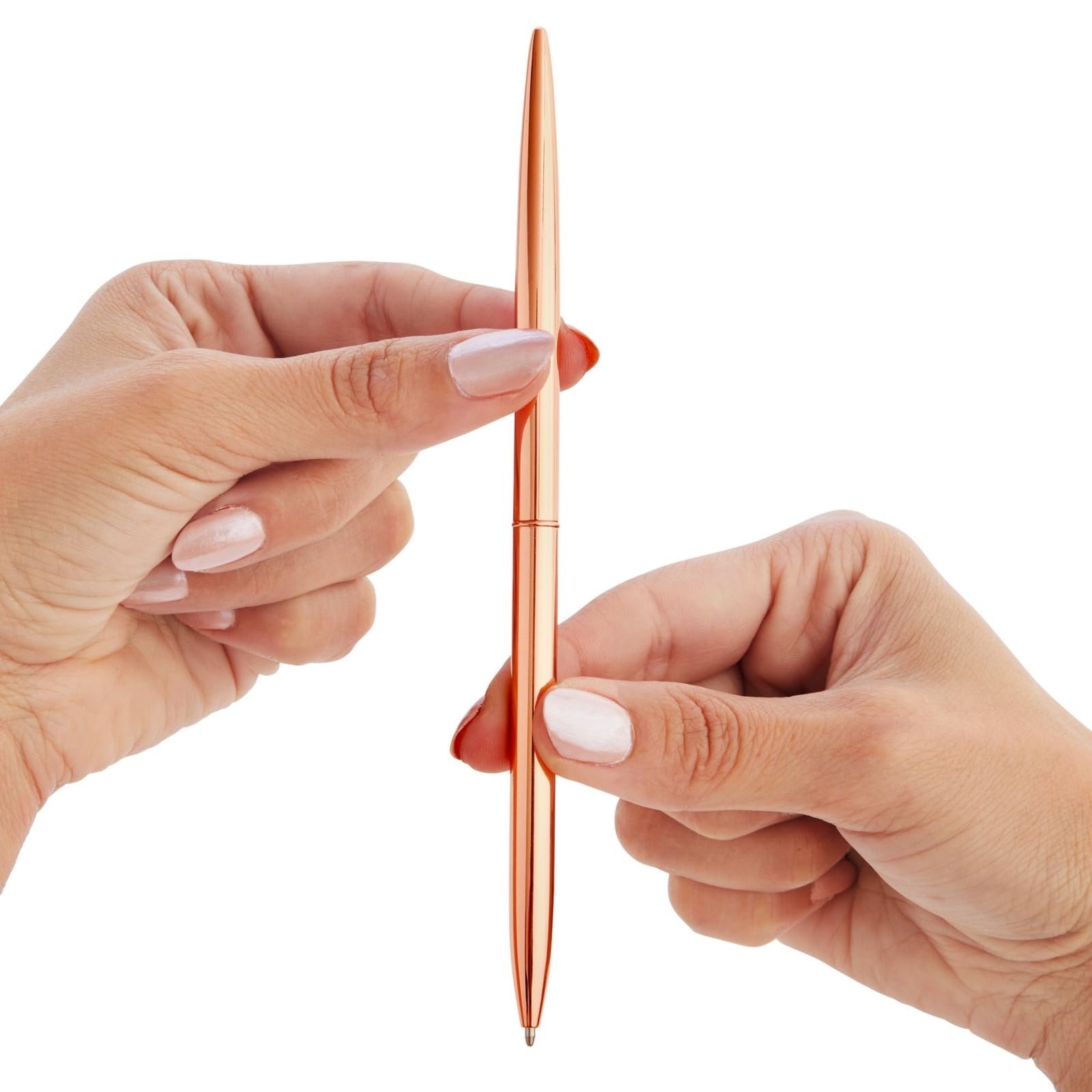 Rose Gold Pens with Black Ink,Luxury Ballpoint Gold Pen Set of 6 in Glossy White Gift Box Office Supplies