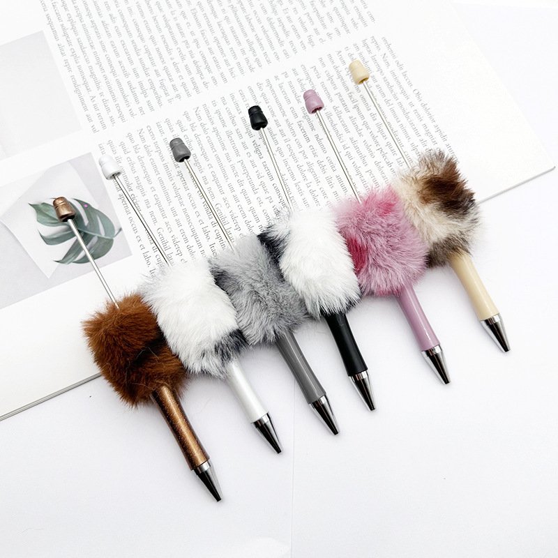 Plush Bead Pen Creative DIY Plush Beaded Ballpoint Pens Cute Style Plush Stationery Office ballpoint pen