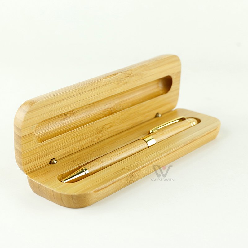 Classical Foldable Bamboo Ink Pen Luxury Maple Wooden Ballpoint Pen with Wood Package Box