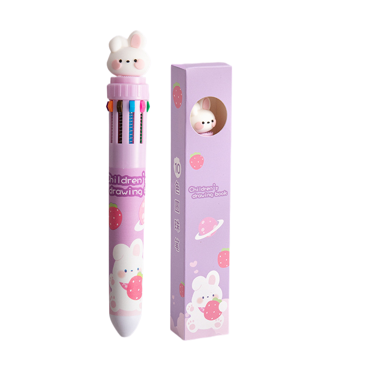 School stationery supplies - Ten color ballpoint pens, girlish hearts, ballpoint pens, running ball pens, cartoon student pens