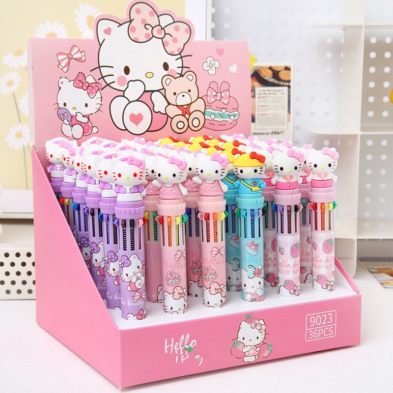 Ruunjoy sanrioed ballpoint pen set 24pcs set Cartoon Student gift creative Stationery hello kt pachacco pen set children gift