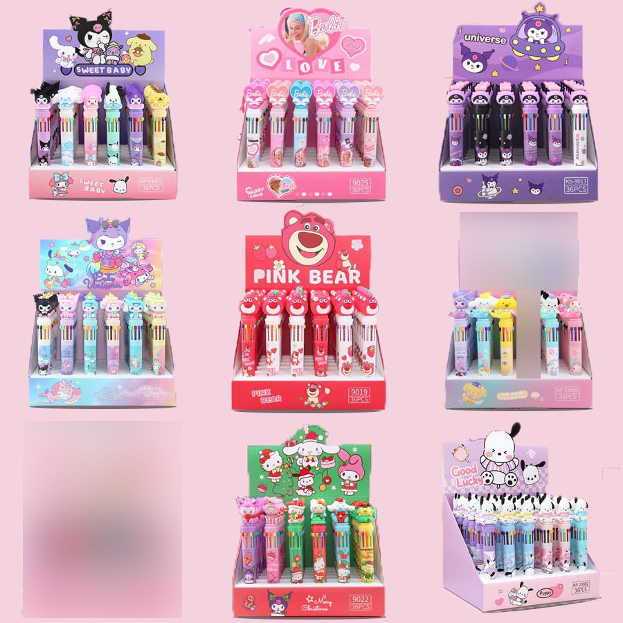 Ruunjoy sanrioed ballpoint pen set 24pcs set Cartoon Student gift creative Stationery hello kt pachacco pen set children gift