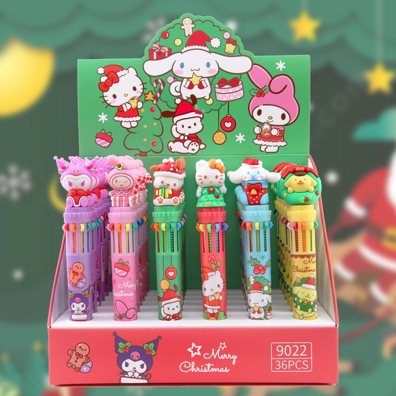 Ruunjoy sanrioed ballpoint pen set 24pcs set Cartoon Student gift creative Stationery hello kt pachacco pen set children gift