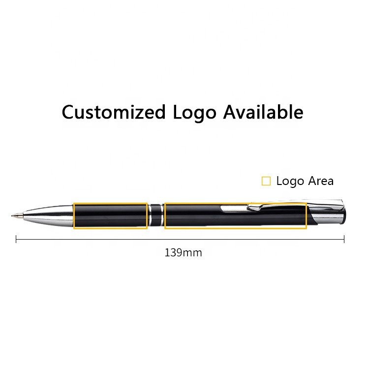 Custom Logo Printed Advertising Metal Ballpoint Pen Metal Penholder Ball Point Gel Ink Promotional Pens