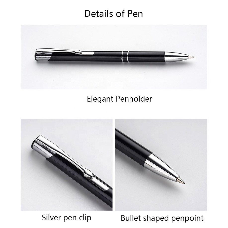 Custom Logo Printed Advertising Metal Ballpoint Pen Metal Penholder Ball Point Gel Ink Promotional Pens