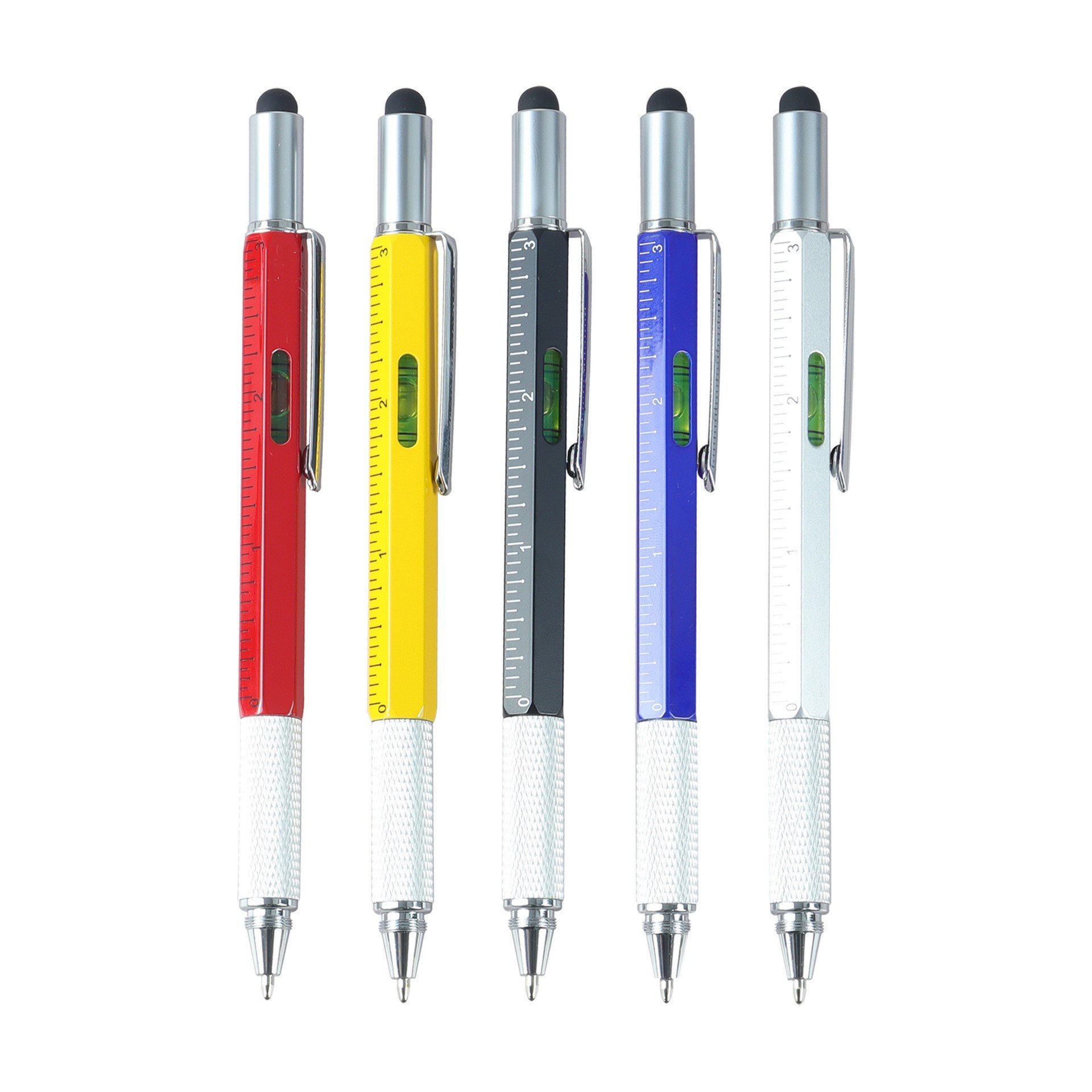 Multifunctional Tool Metal Screwdriver Ballpoint Pen with Phillips Level Scale Touch Screen