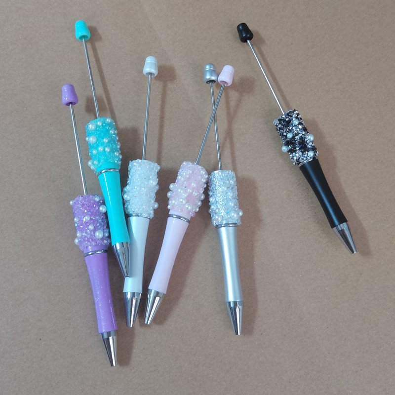 pearl Bling Bling Diamond Hot sell DIY Pearl Rhinestone Beadable Colorful Glitter Ballpoint Pen Bead Gift Pen Wedding Birthday
