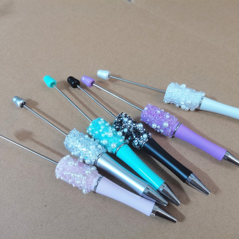 pearl Bling Bling Diamond Hot sell DIY Pearl Rhinestone Beadable Colorful Glitter Ballpoint Pen Bead Gift Pen Wedding Birthday