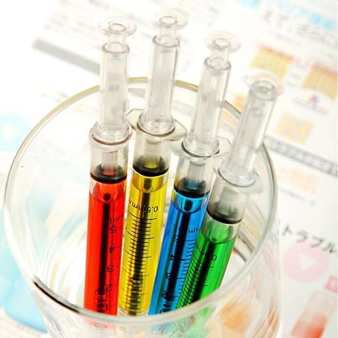 Pin cute creative stationery needle syringe advertising needle cylinder ballpoint pen Student stress reducer pen