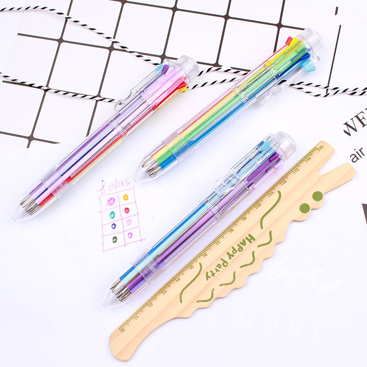 8 Colors Multicolor Pens 8-in-1 Retractable Ballpoint Pens for Office School Supplies Students Children Gift