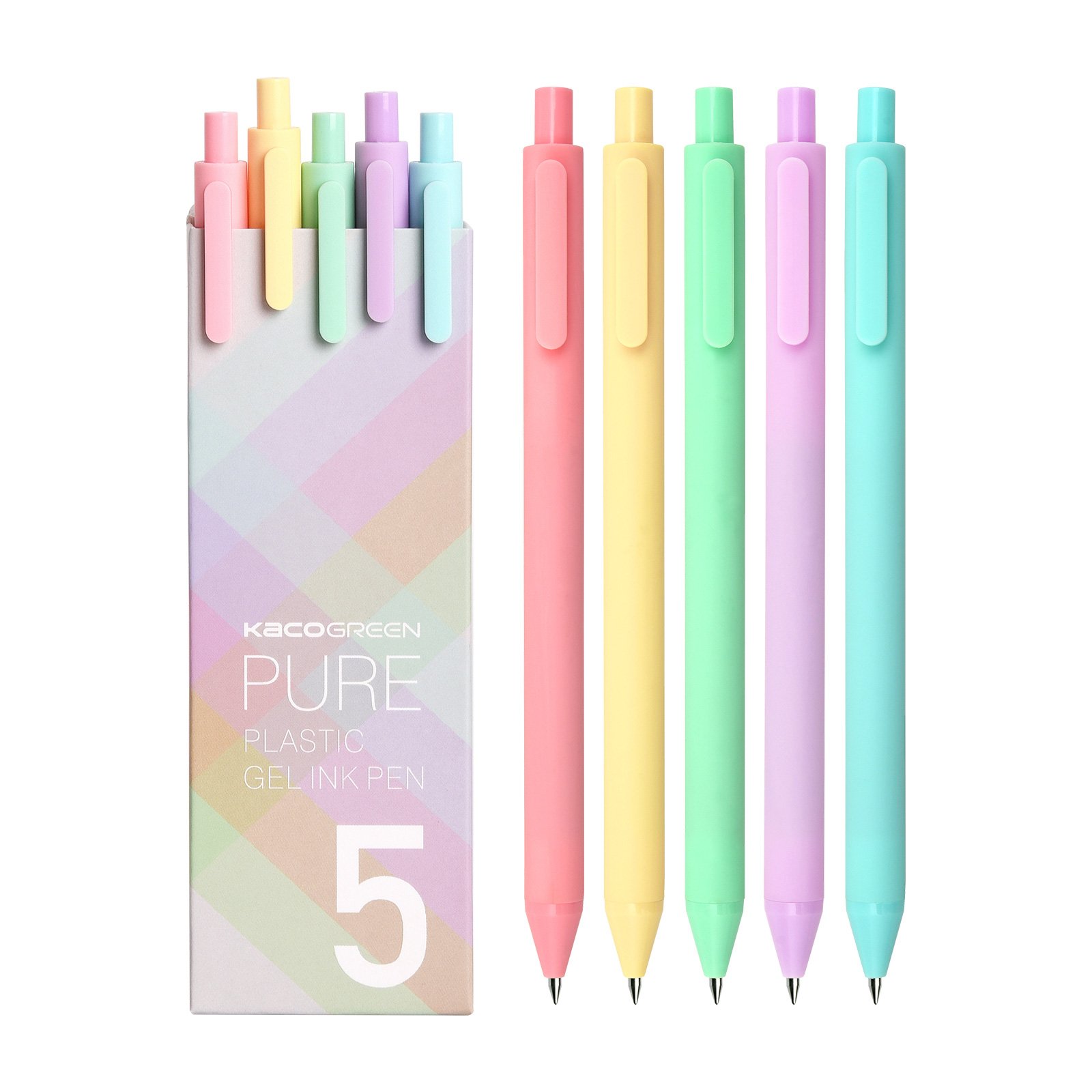 RTS KACO PURE Gel Ink Pens Soft Rubber Pen 0.5mm Fine Point Multi-colors Pen Sets Refillable Office School Supplies Stationery