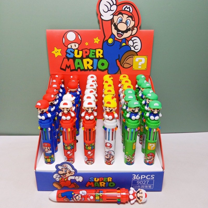 School Stationery Mario ballpoint pen, 10 colors mario ballpoint pen, Cute mario bros ballpoint pen