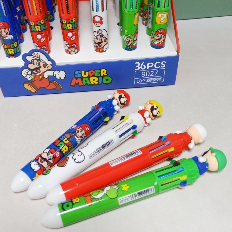School Stationery Mario ballpoint pen, 10 colors mario ballpoint pen, Cute mario bros ballpoint pen