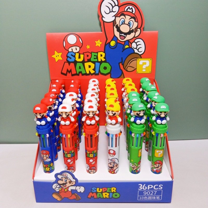 School Stationery Mario ballpoint pen, 10 colors mario ballpoint pen, Cute mario bros ballpoint pen