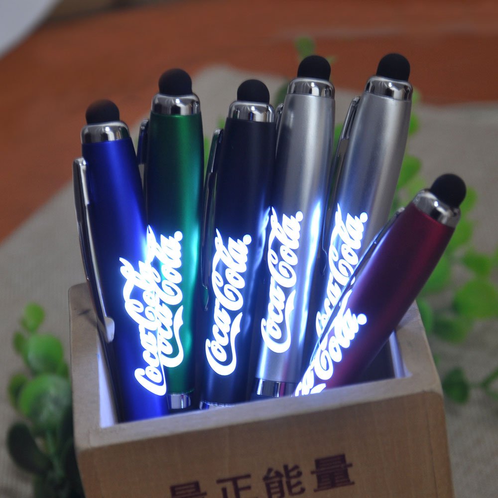 High Quality Promotional Gift LED Light Up Touch Screen Pen Custom Laser Logo Stylus Ballpoint Pen