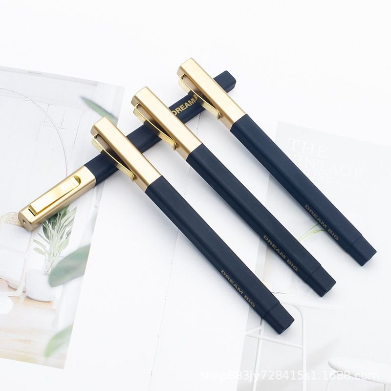 stock high quality gold clip square Promotional plastic ballpoint pen rubber finished hotel stationery Customized custom logo