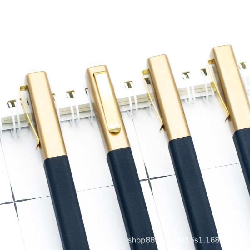 stock high quality gold clip square Promotional plastic ballpoint pen rubber finished hotel stationery Customized custom logo