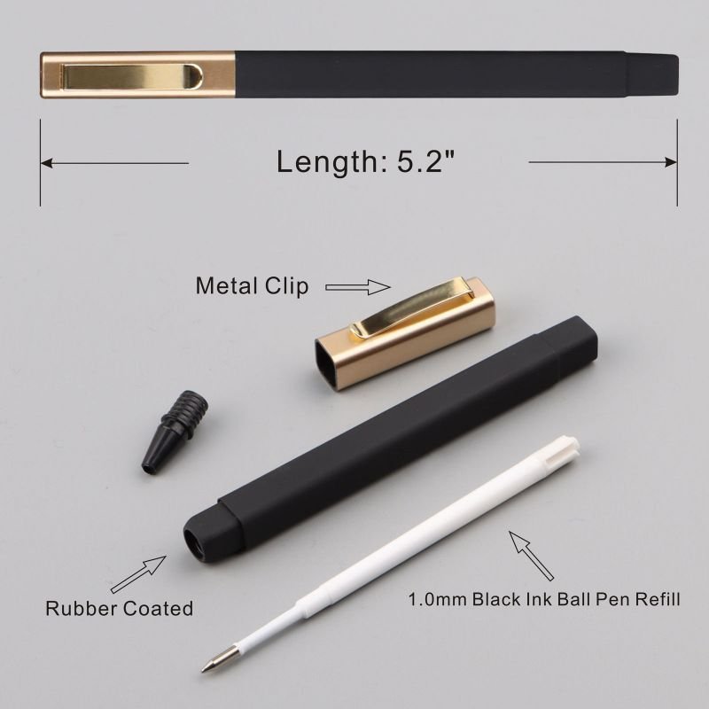 stock high quality gold clip square Promotional plastic ballpoint pen rubber finished hotel stationery Customized custom logo