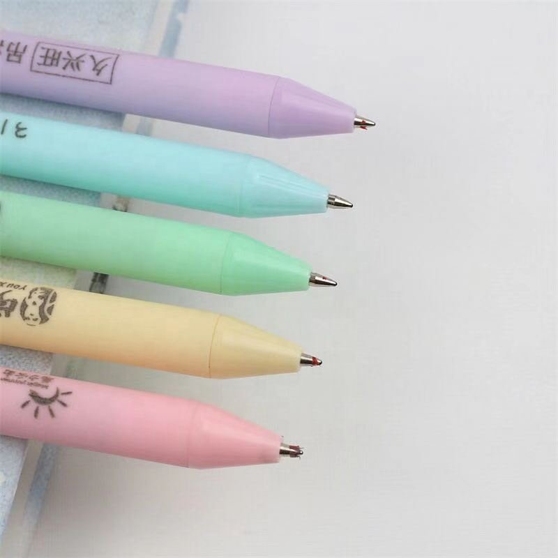 2022 Hot Cheap Custom Logo promotional Macaron colorful plastic press ball pen Distinctive pink ballpoint pen