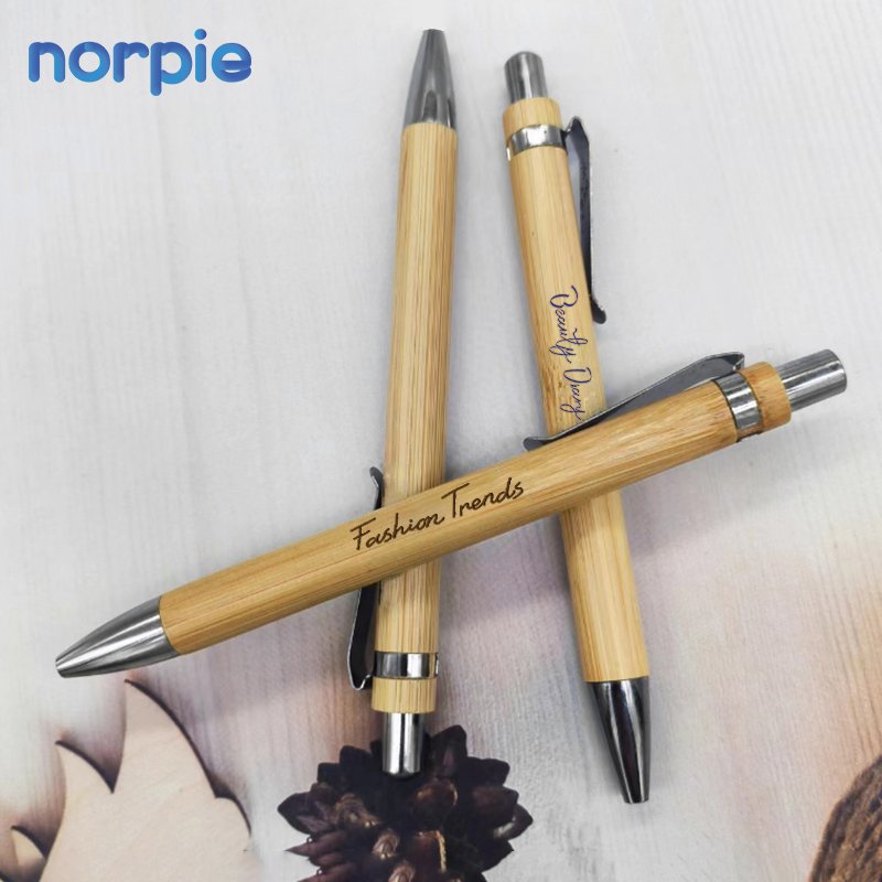 Personalized Customized Bamboo Ball Pen Office School Business pen Laser Blank Bamboo ballpoint pen with clip