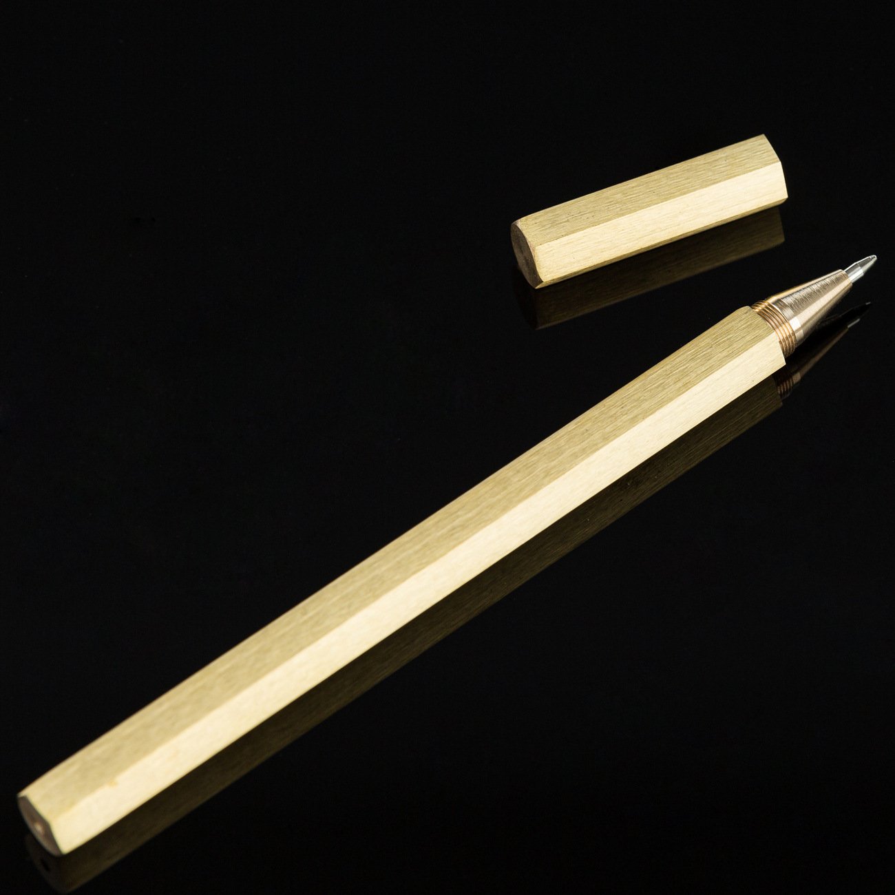 Vintage Hexagonal Solid Brass Penn Kugelschreiber Bausatz Holz Gold Brushed Six-edges Hexagon Shape Brass Pen