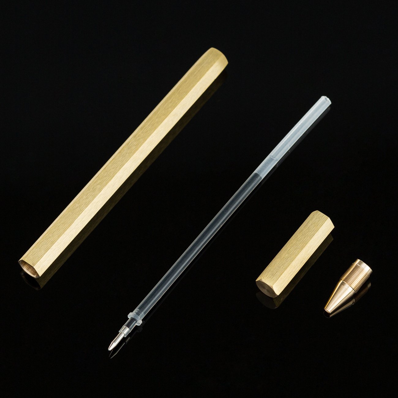 Vintage Hexagonal Solid Brass Penn Kugelschreiber Bausatz Holz Gold Brushed Six-edges Hexagon Shape Brass Pen