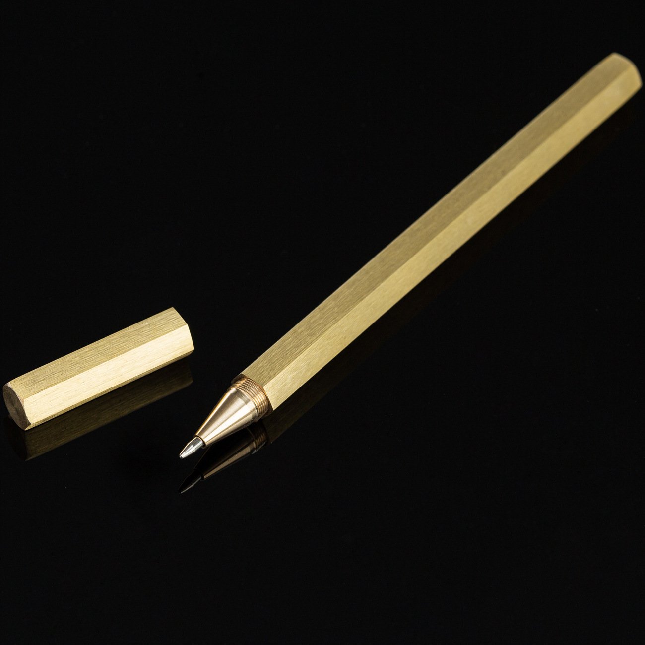 Vintage Hexagonal Solid Brass Penn Kugelschreiber Bausatz Holz Gold Brushed Six-edges Hexagon Shape Brass Pen