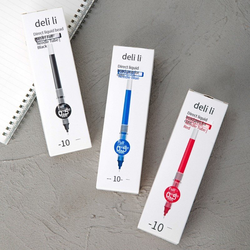 Deli S859 High quality Straight Liquid Quick Drying Ballimony 0.5mm Black Full Needle Office Pen