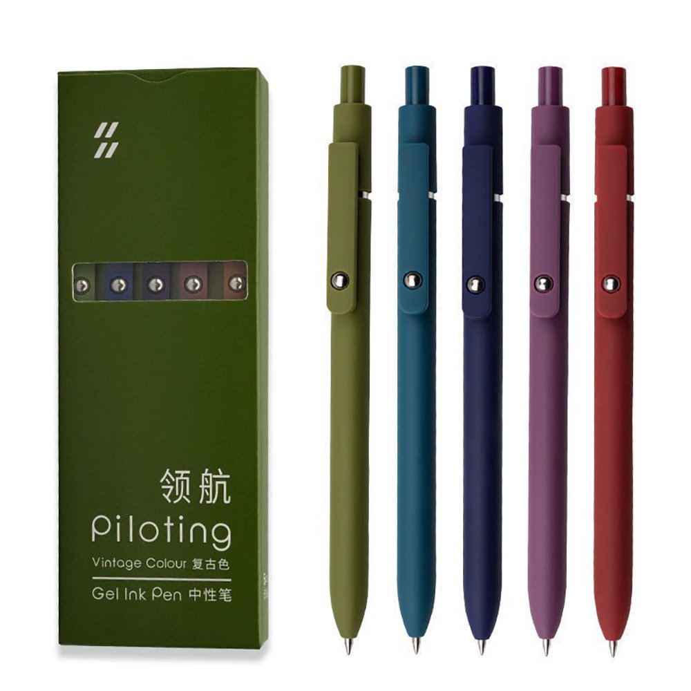 Hot Selling Zanshi Navigation Morandi Color Action Neutral Pen Quick Drying 5-Pack Office Ball Pen Set