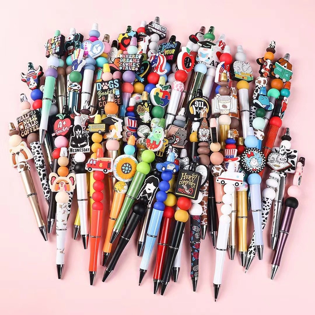 Zhehu Customized Personalized Food Grade Silicone Beaded Pen Women's Cute Work Gift Christmas Beaded Ballpoint Pens