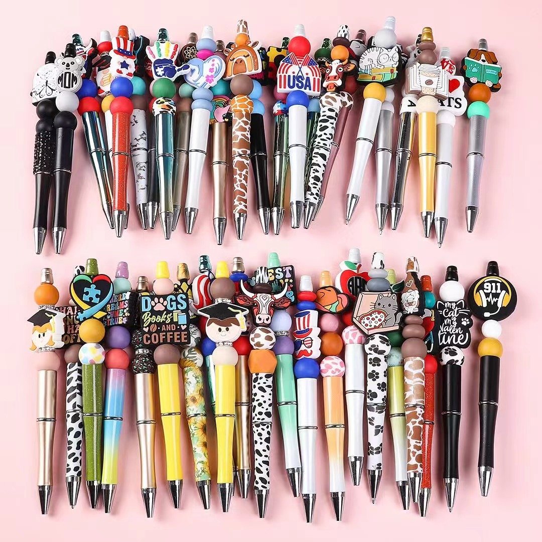Zhehu Customized Personalized Food Grade Silicone Beaded Pen Women's Cute Work Gift Christmas Beaded Ballpoint Pens