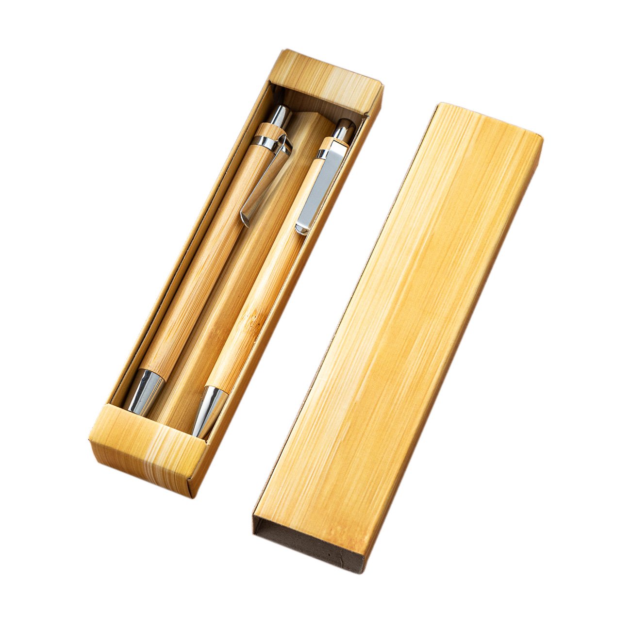 2pcs bamboo ballpoint pen set eco-friendly gift pen with paper case box