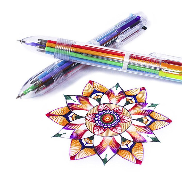Hot Yiwu Plastic Written 6 Color Retractable Ballpoint Pen For School