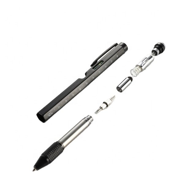 Ballpoint Pen Tool Multi-functional 9-in-1 Metal Black Gift Pen CE Promotional Pen