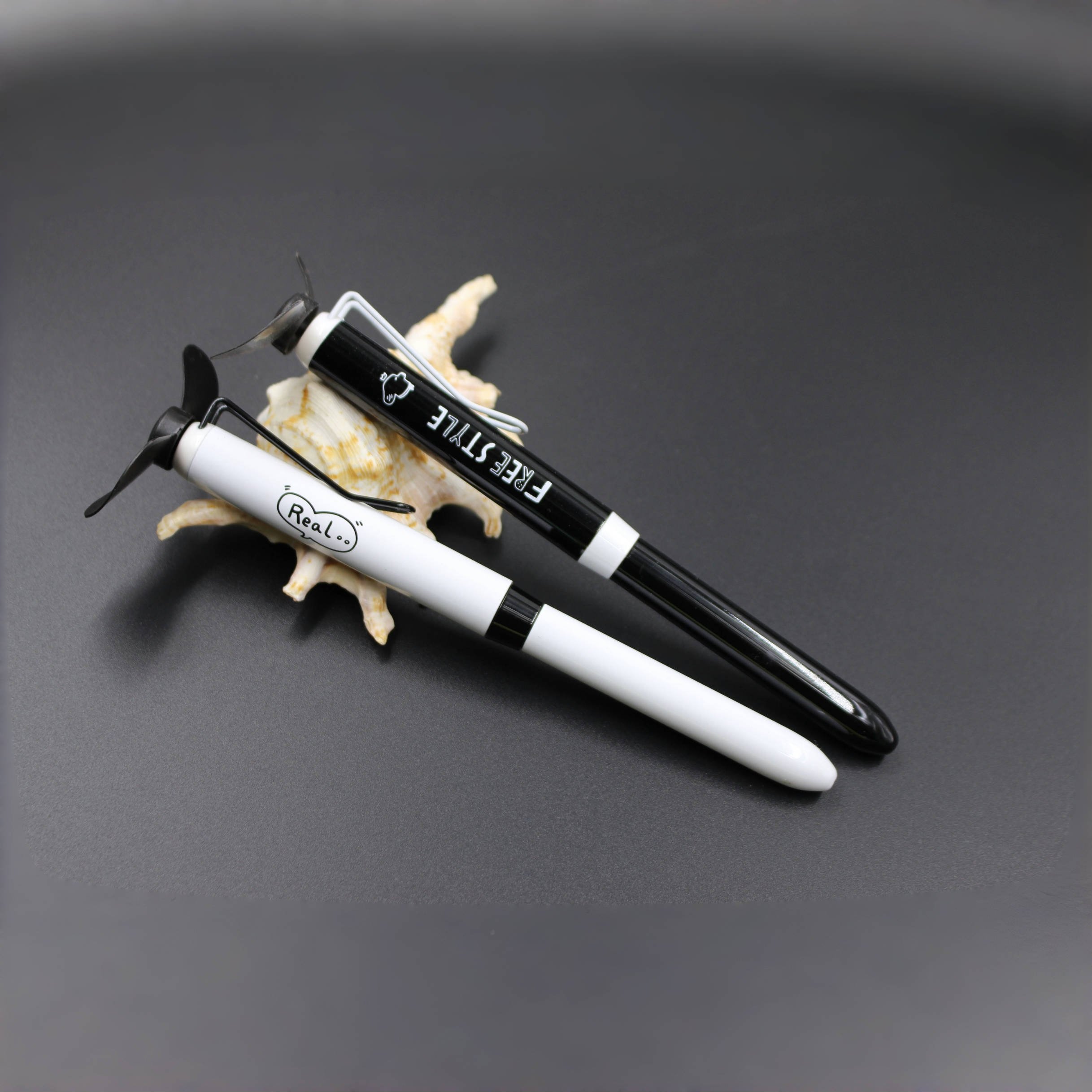 OEM 2-in-1 Multifunction 1.0mm Ballpoint Fan Pens with Logo Promotional Office Supplies for Holidays Stationery novelty Gifts