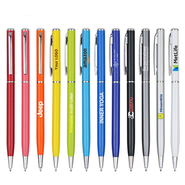 Giveaway gifts luxury slim quality business metal ballpoint pen for new hot sale and office advertising with logo customization