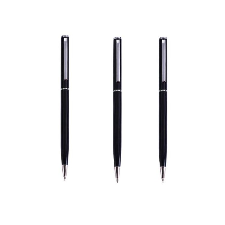 Customized Logo Metal Ballpoint For office Hotels gift Small Black Luxury Ball Pen Slim Custom Hotel Pens