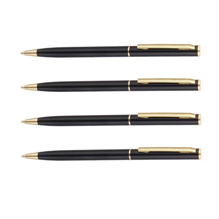 Customized Logo Metal Ballpoint For office Hotels gift Small Black Luxury Ball Pen Slim Custom Hotel Pens
