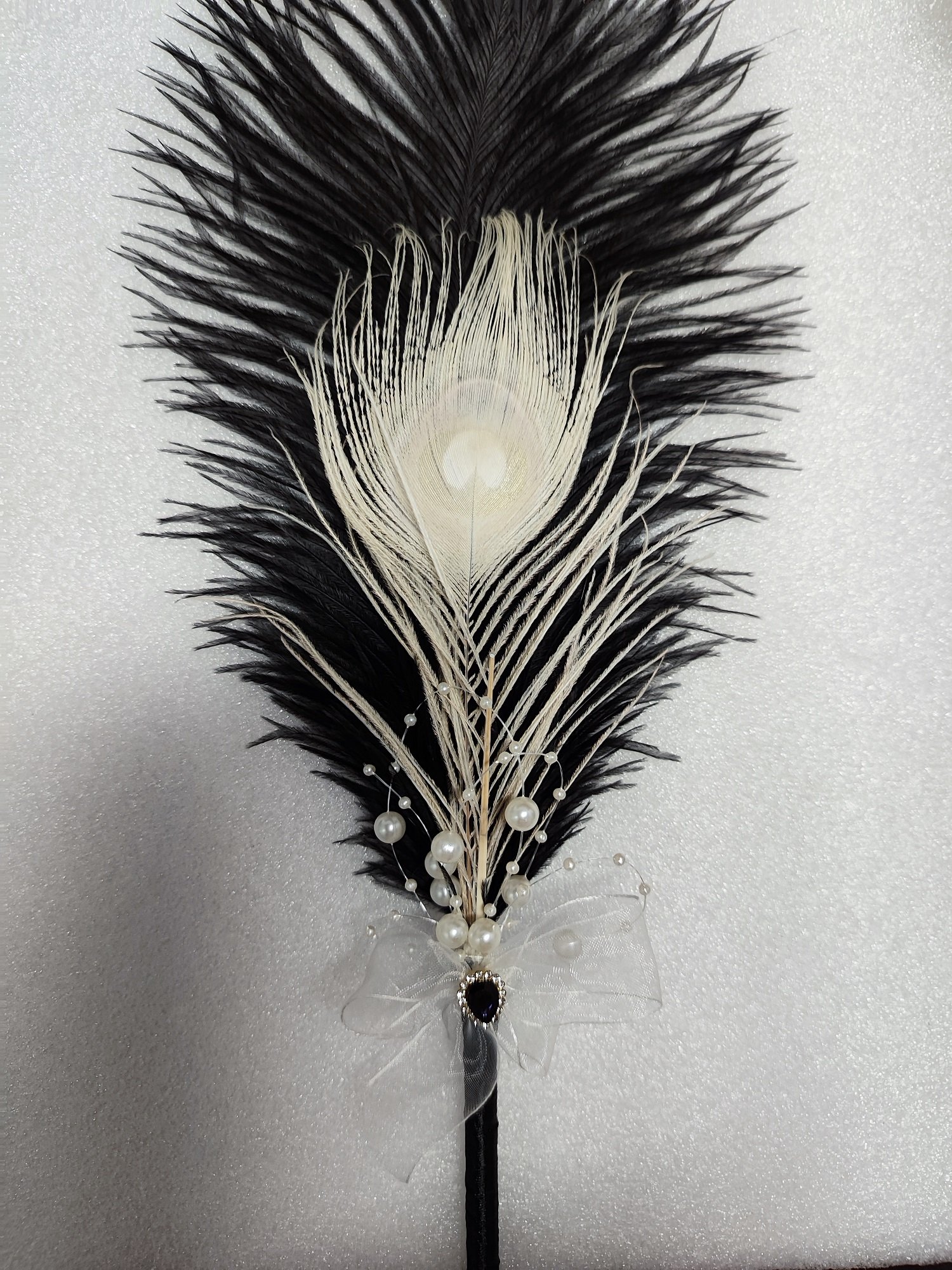 White Ostrich Feather Ballpoint Pen for Wedding