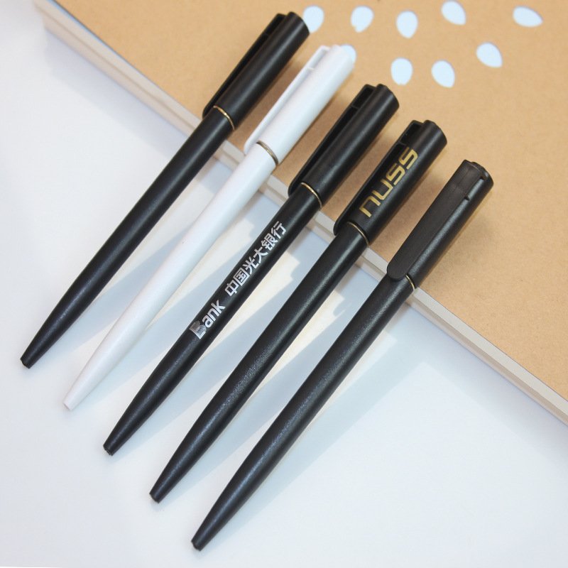 Customized logo for hotel ballpoint pen bank specific advertising pen customized rotating matte black oil gift pen
