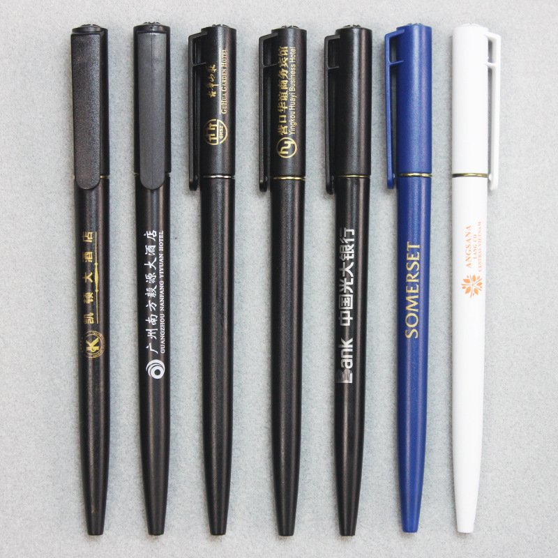 Customized logo for hotel ballpoint pen bank specific advertising pen customized rotating matte black oil gift pen