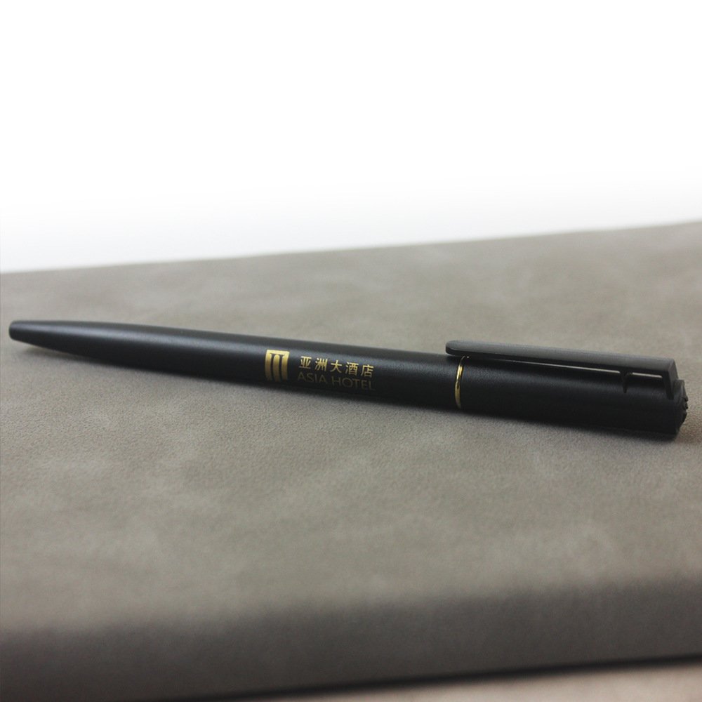 Customized logo for hotel ballpoint pen bank specific advertising pen customized rotating matte black oil gift pen