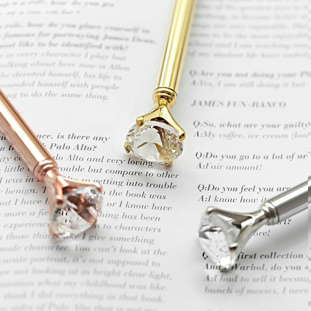 Diamond rotating Metal ballpoint Pen Rose Gold Plating diamond ball pen