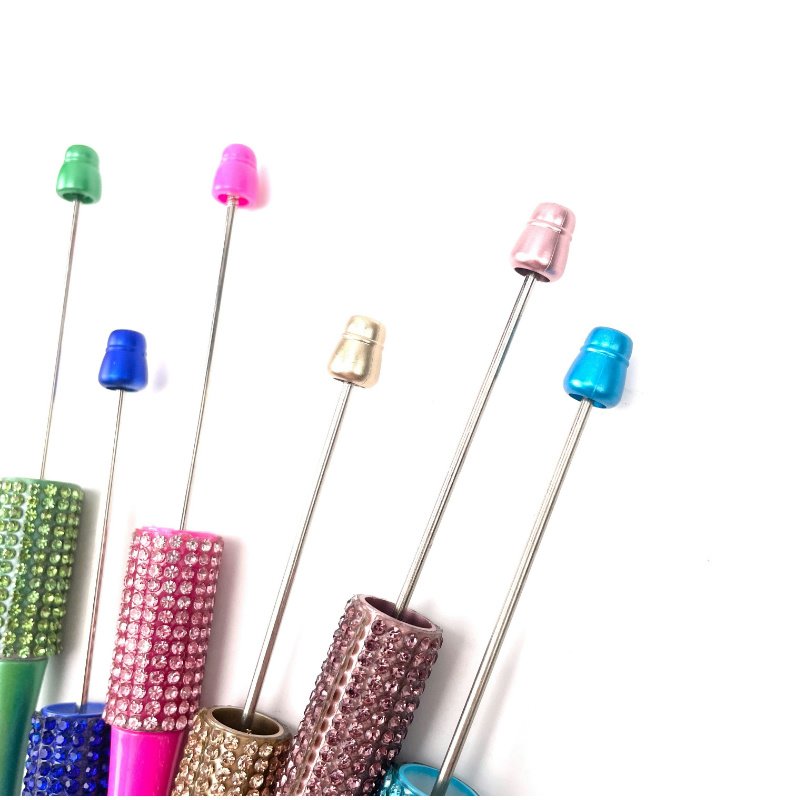 2024 Hot sell DIY Beadable charm colorful Glitter ballpoint pen Diamond Bead gift Pen with LOGO Personalized Wedding Birthday