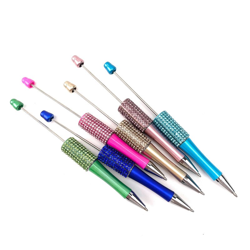 2024 Hot sell DIY Beadable charm colorful Glitter ballpoint pen Diamond Bead gift Pen with LOGO Personalized Wedding Birthday
